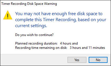 Timer Record insufficient disk space W10.png